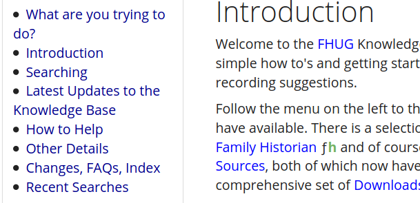 Knowledgebase Home page - note change of shade of links in text (to make them more obvious) - the old shade is still used in the side menu.