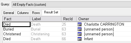 Shows the custom Query result