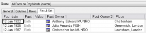 Shows custom query result