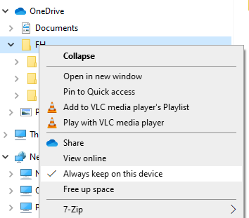 OneDrive settings